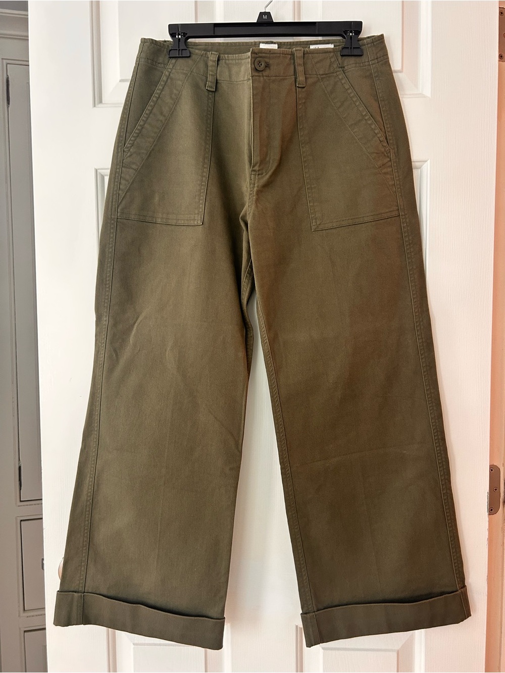 GAP Olive Green Wide-Leg Utility Chinos